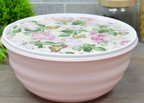 Миска Latina 3.2л с крышкой с декором Розый сд (микс)